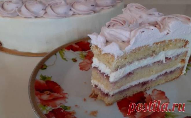 Торт бисквит с кремом на сливках