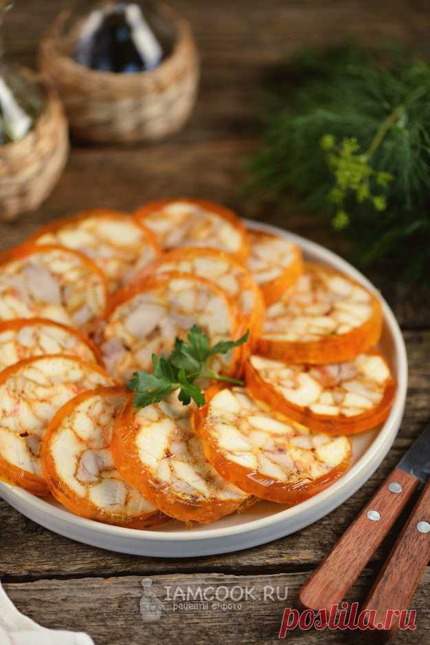 Мраморный рулет из курицы с желатином — рецепт с фото пошагово