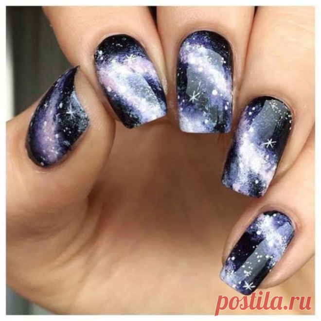 Маникюр звездное небо гель лаком (70 фото)