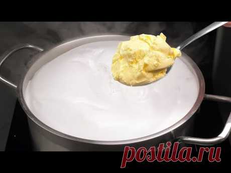 Просто добавьте сливочное масло в кипящее молоко! Рецепт домашнего сыра за 5 минут.
