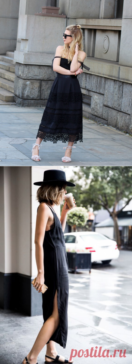 Летние образы с черным платьем. Луки, которые вдохновляют, фото
