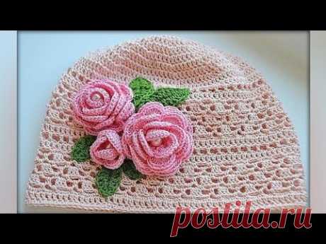 Вязаная панамка (шапочка) крючком на лето. Knitted hat tutorial.