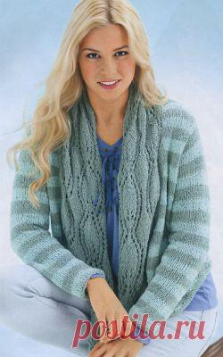Жакет с заостреными краями. Вязание спицами для женщин. Узелок.ру