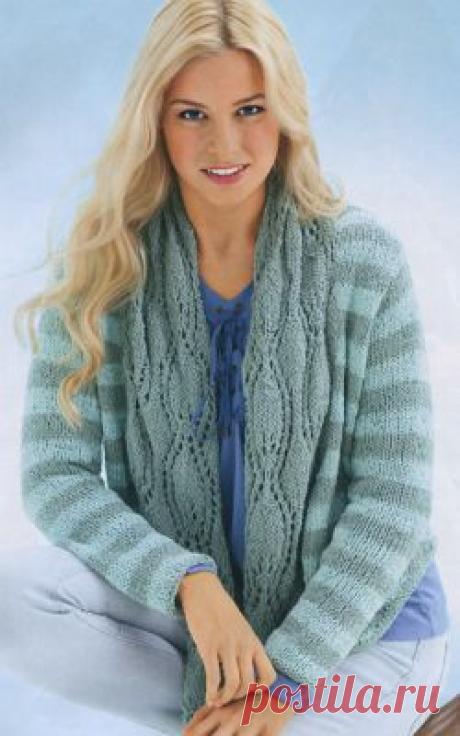 Жакет с заостреными краями. Вязание спицами для женщин. Узелок.ру