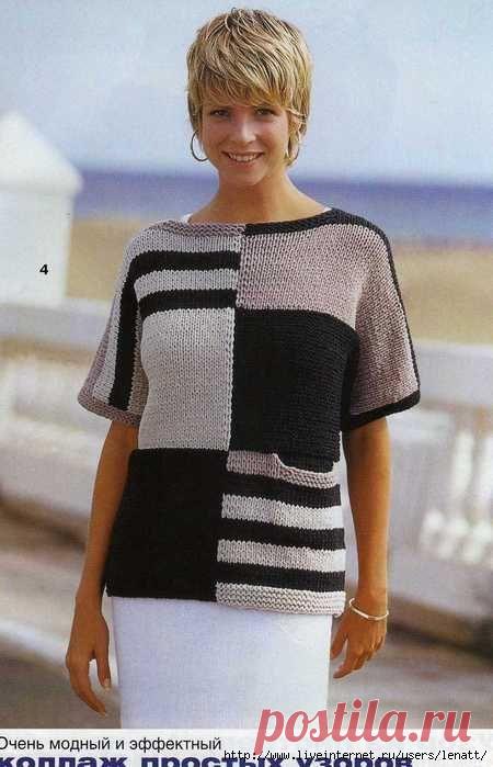 Российский Сервис Онлайн-Дневников | Полосатые свитера, Модели, Вязаная крючком блузка 06.07.2016 - Спицы.Пуловер с широкими полосами