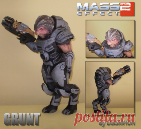 Grunt Papercraft Took me a lot longer that I anticipated, But here he is. Grunt from Mass Effect 2, with the biggest toy he could find in Normandy's Armory. Approximately scaled to XenonRay's other Mass Effect mode...