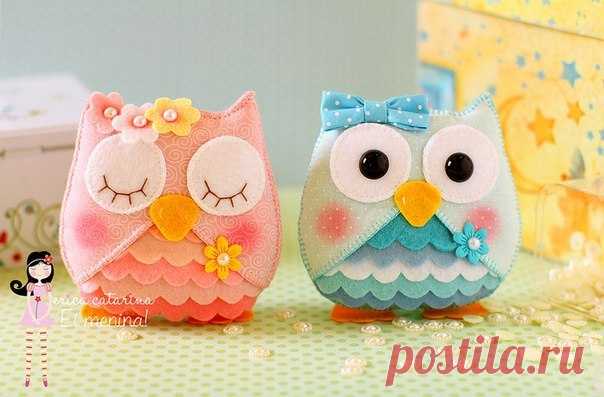 Совушки из фетра