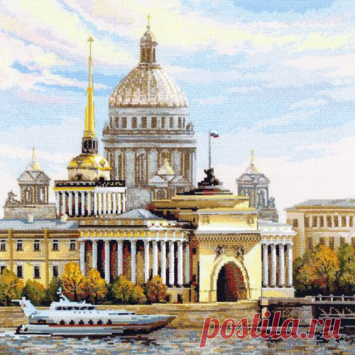 Вышивка «Санкт-Петербург. Адмиралтейская набережная» | Скачать схему бесплатно