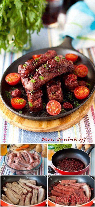 Свиные ребрышки в вишневом соусе | Готовим вместе