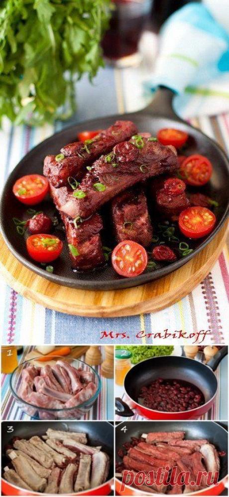 Свиные ребрышки в вишневом соусе | Готовим вместе