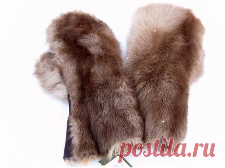 Варежки из меха норки, лисы и других пушных зверей
