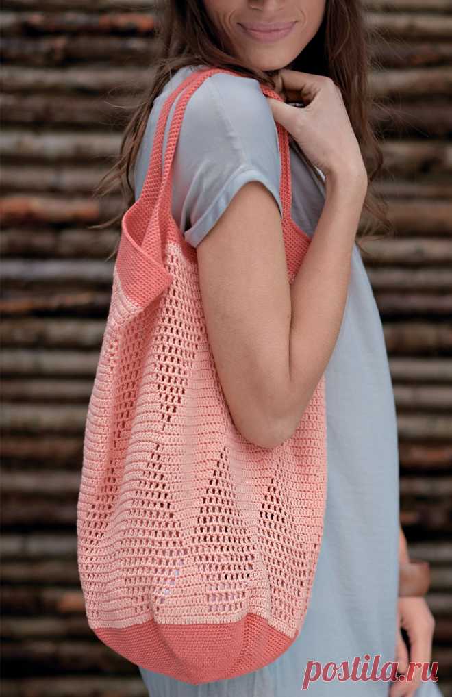 Сумка-сетка с ажурными ромбами. Крючком. / BurdaStyle.ru