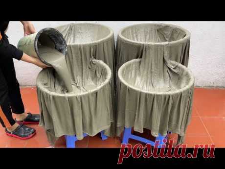 WOW ,  Amazing Ideas From Cloth And Cement . How to Build A Beautiful Waterfall Aquarium Very Easy .