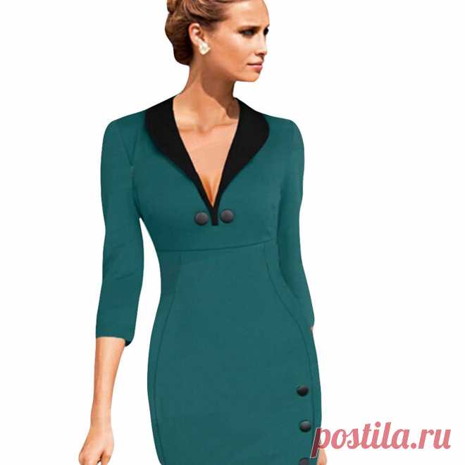 Jutao Women Bodycon Deep V Neck Fishtail Business Cocktail Party Pencil Dress at Amazon Women’s Clothing store: