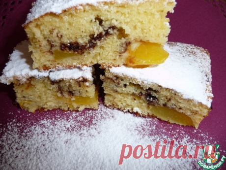 Сладкий пирог с персиками и шоколадом Кулинарный рецепт