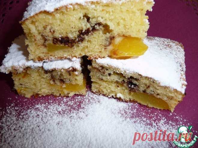 Сладкий пирог с персиками и шоколадом Кулинарный рецепт
