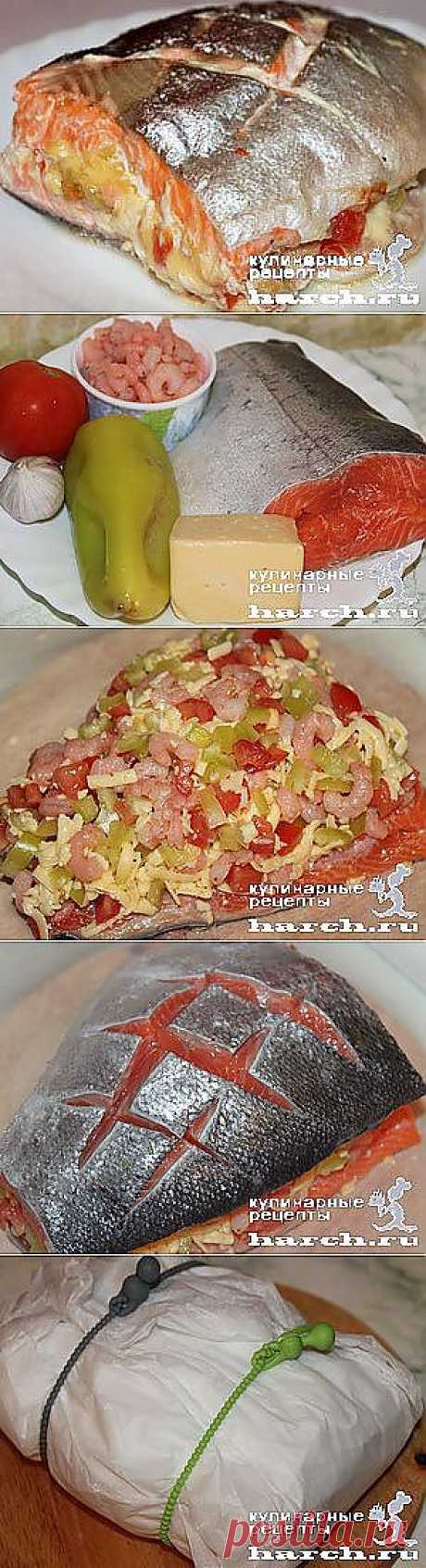 “Бандероль” из семги с креветками, сыром и овощами | Харч.ру - рецепты  | Закуски