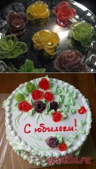 Быстрое украшение - розы из мармелада.