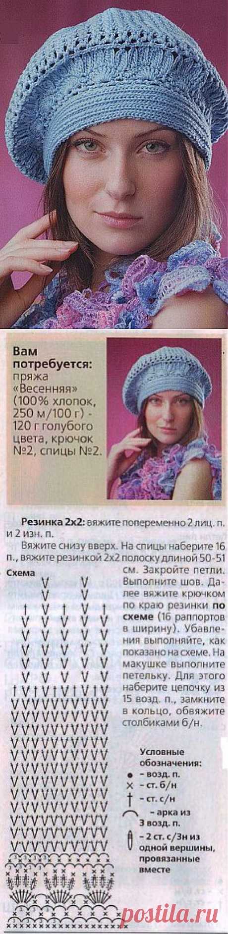 Берет крючком схема