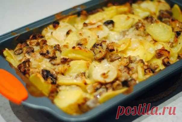 Кулинарные Рецепты и Новости: Картофель с шампиньонами в сметане.