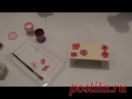 ▶ Роспись столика для кукольного домика из картона - YouTube