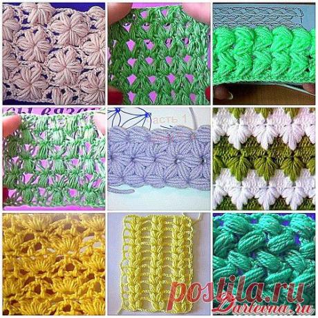 Узоры крючком из пышных столбиков. Схемы и видео мастер-классы