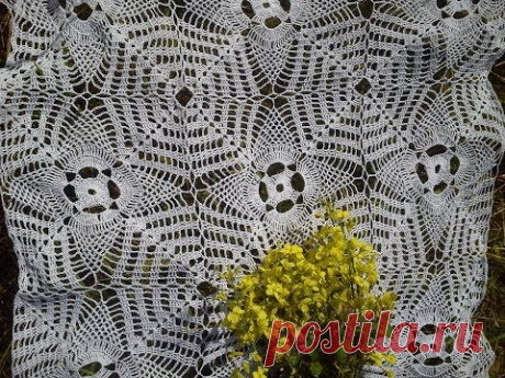 Вяжем скатерть крючком. Часть 1. Квадратный мотив.
