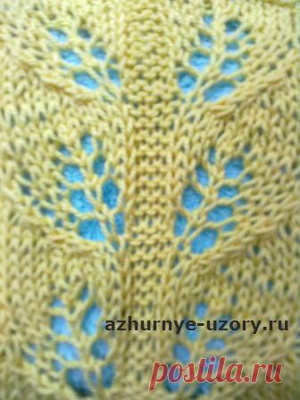 Ажурный узор спицами с листьми | Ажурные Узоры