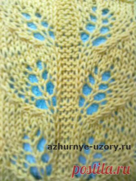 Ажурный узор спицами с листьми | Ажурные Узоры