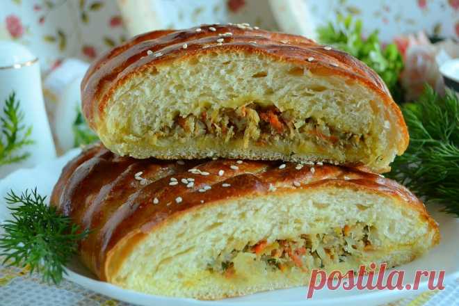 Делюсь рецептом вкусной кулебяки с капустой и курицей: шикарное дрожжевое тесто на кефире | Я Готовлю... | Яндекс Дзен