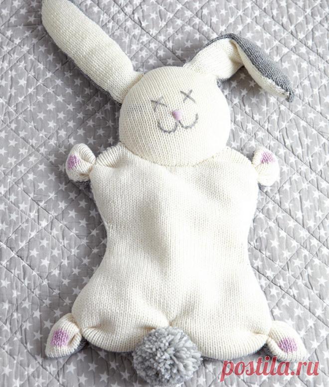 Игрушка-подушка «Зайчик» - схема вязания спицами. Вяжем Игрушки на Verena.ru