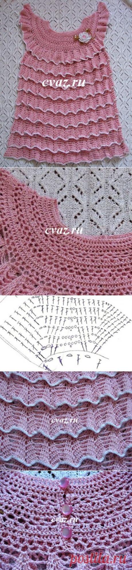 Вязание платьице "Озорной колокольчик" - крючком.