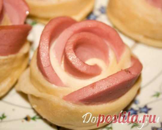 Розочки из слоеного теста с колбасой - а Дома Вкусней