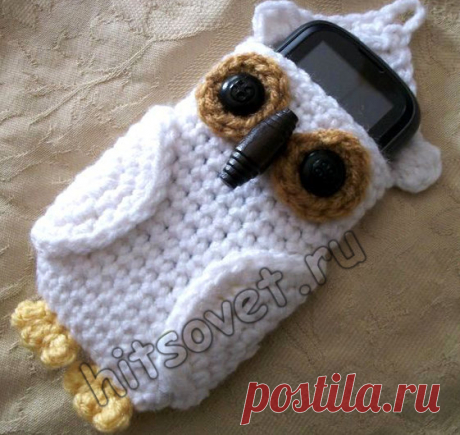 Чехол для телефона крючком - Хитсовет Чехол для телефона крючком. Красивый чехол для телефона в виде совы с бесплатным пошаговым описанием вязания. Размер чехла для телефона около 11 на 16 см.