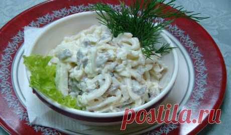 Простой и очень вкусный салат из кальмаров от А до Я