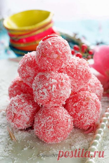 Rose Coconut Laddu - No Cook | Instant - Spices N Flavors