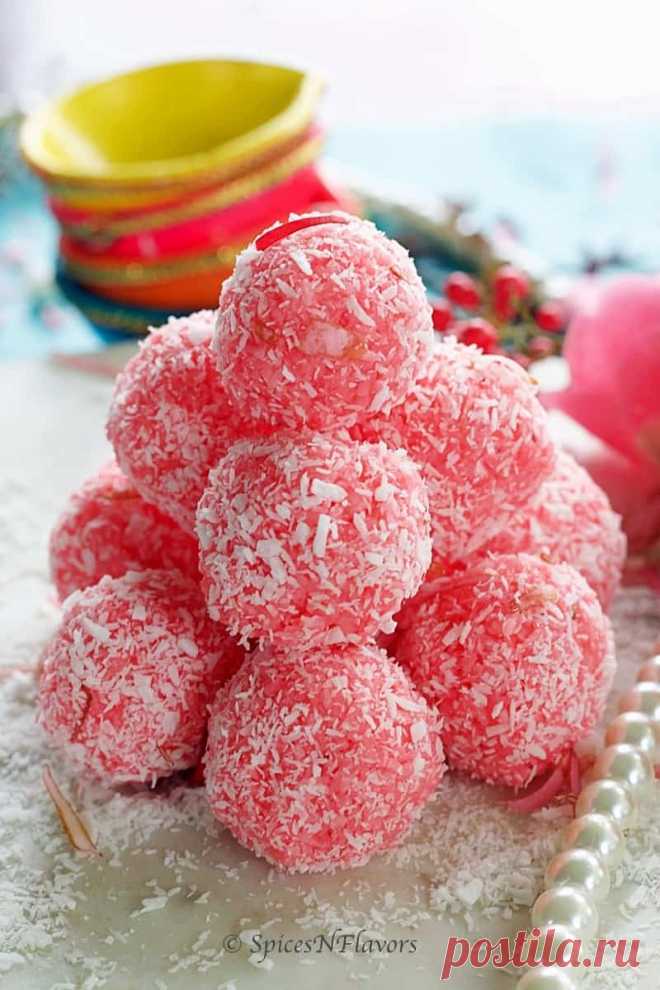 Rose Coconut Laddu - No Cook | Instant - Spices N Flavors