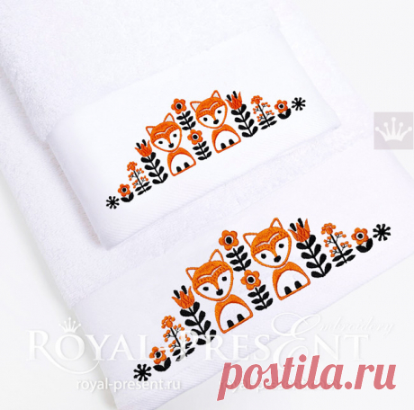 Дизайн машинной вышивки Скандинавский узор с лисами