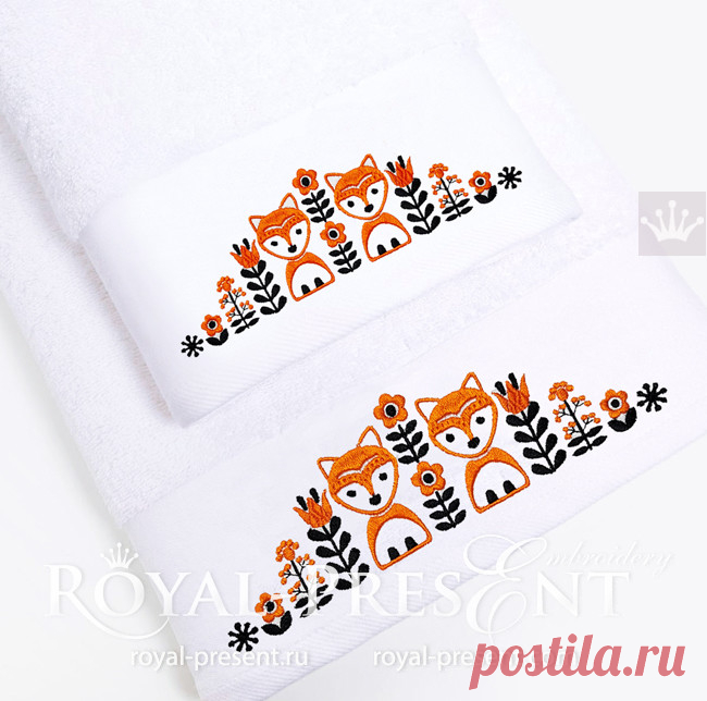 Дизайн машинной вышивки Скандинавский узор с лисами