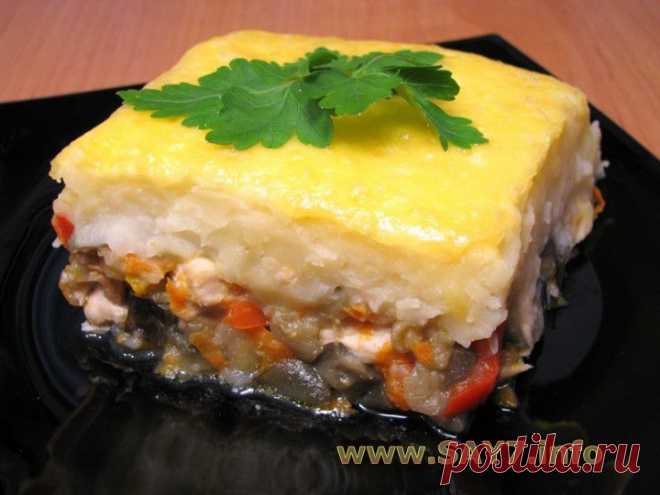 Вкусная запеканка с куриным филе и овощами