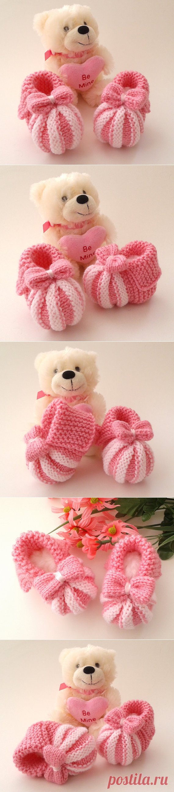 Pink Baby Girl Hand Knit Booties Knitted Baby Girl Booties