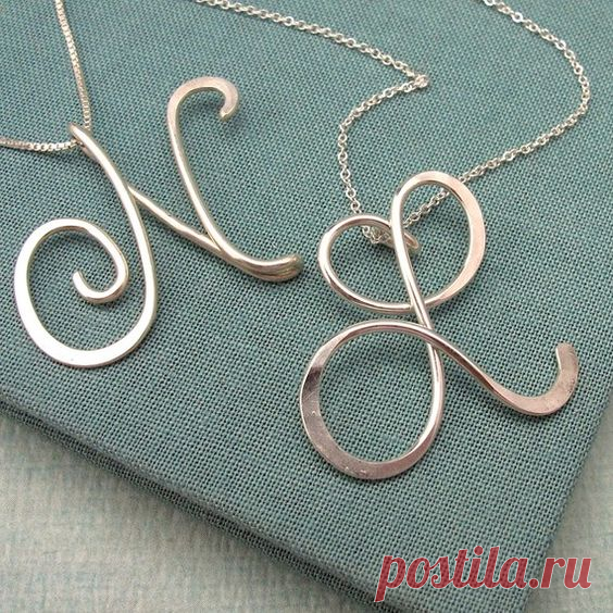 Large Calligraphy Initial Necklace in sterling silver, wedding, bridal party, bridesmaid, graduation gift-LA9720-SS
