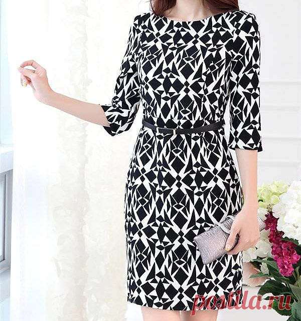 Платье с геометрическим узором, 330 руб. | Sammydress.com
