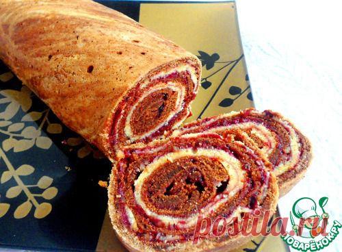 Мраморный многослойный рулет с двумя видами джема - кулинарный рецепт