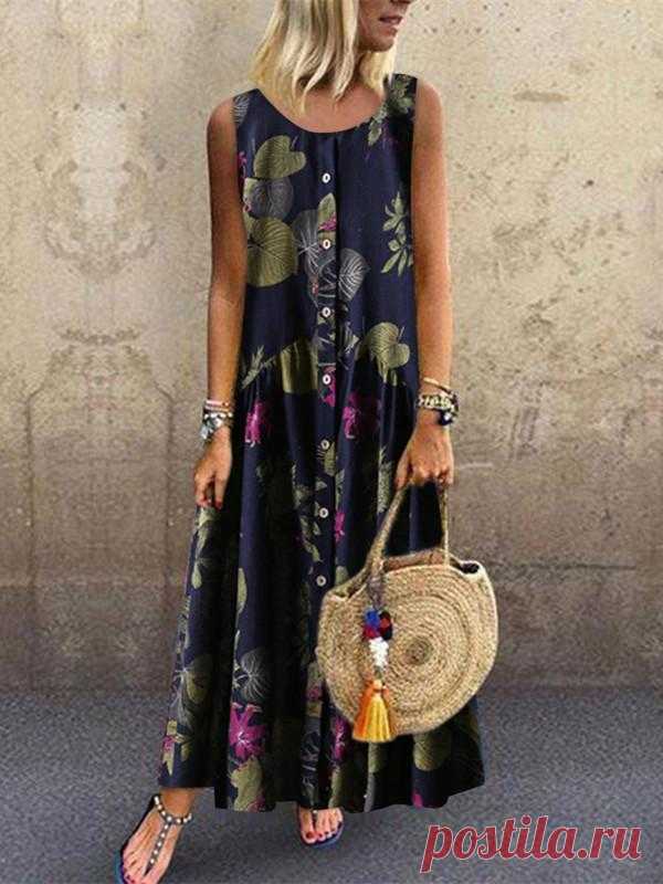 Fashion Botanical Jacquard Sleeveless Dresses – Innfemale