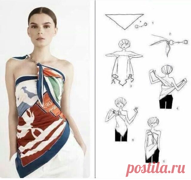 Завязываем стильный 
топ из платка с пряжкой