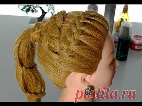 Плетение косичек. Косы на длинные волосы. Frisuren für mittellange Haare mit Zöpfen - YouTube