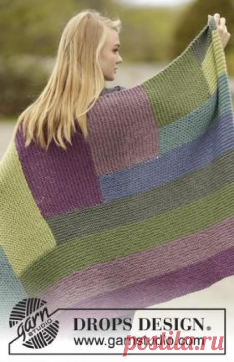 Разноцветный плед платочным узором. Спицами. / knitweek.ru