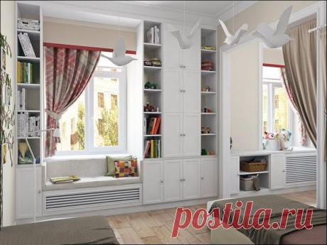 Шкафы вокруг окна — это не только красиво, но и очень практично
