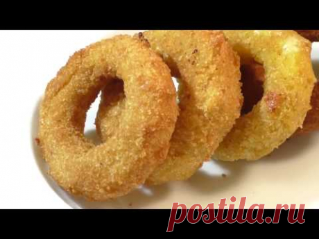 Луковые кольца в панировке .Fried onion rings ( GIF гифка )